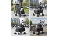 4-Wheel Foldable Pet Stroller Compact Pet Stroller with Canopy Breathable Mesh for Injured Pets