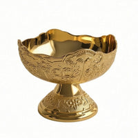 Pedestal Fruit Bowl Gold-Colored Bowl Embossed Serving Dish for Hosts, Centerpiece, Afternoon Tea, Pastry Presentation