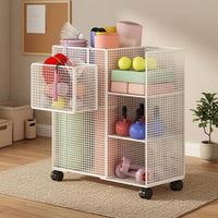 Metal Mesh Cart Tall Mesh Storage Trolley Rust-Resistant