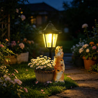 Whimsical Squirrel Garden Statue with Lantern Outdoor Solar Light with Squirrel Base Resin Long-Lasting for Gardeners