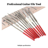 10 Pieces Assorted Shapes Guitar Nut File Set High Hardness Fret Saddle File Portable Carry Bag for Guitarists, DIY Enthusiasts, Woodworking
