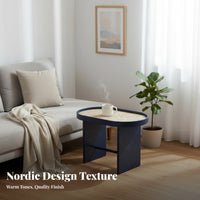 Nordic Design Oval Cane-Topped Side Table Woven Top Compact End Table with Storage Minimalist Design Nightstand Multi-Purpose for Homeowners, Apartment Dwellers, Students, Living Room, Bedroom, Balcony, Office