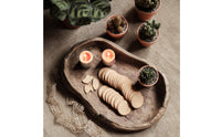 Artisan-Made Freeform Wooden Tray Hollowed Wooden Snack Tray Raised Edges Serving Platter Shallow Rim