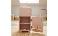 Wooden Play Refrigerator Rounded Edges Wooden Toy Fridge Ice Maker Feature Children's Kitchen Fridge for Children
