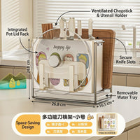 Dining Table Carbon Steel Chopstick Holder and Countertop Drainage Rack, Multi-Functional Kitchen Knive and Organizer for Chefs
