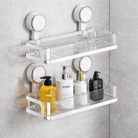 Triangle Shower Caddy, Rustproof Suction Cup Corner Shelf, No Bathroom Storage for Shampoo, 30cm Side