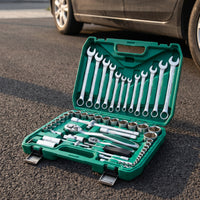 Socket Wrench Set with Case 72-Tooth Ratchet and Socket Set Portable Tools for Hobbyists, Vehicle Owners, Garage, Roadside Emergency