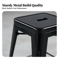Industrial Aesthetic Backless Metal Stool Built-in Footrest Upholstered High Stool Multiple Colors Available Bar Chair Armless Design for Homeowners, Business Owners, Interior Designers, Restaurant, Cafe, Kitchen, Office Lounge