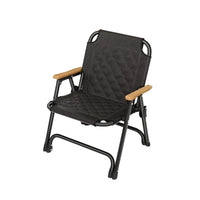 Quilted Kermit Chair Low-Height Folding Chair with Wooden Armrests Stable Furniture Sturdy for Fishing