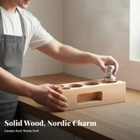 Solid Wood Coffee Tamper Stand Easy to Clean Portafilter and Tamper Stand Anti-Slip Base for Cafe