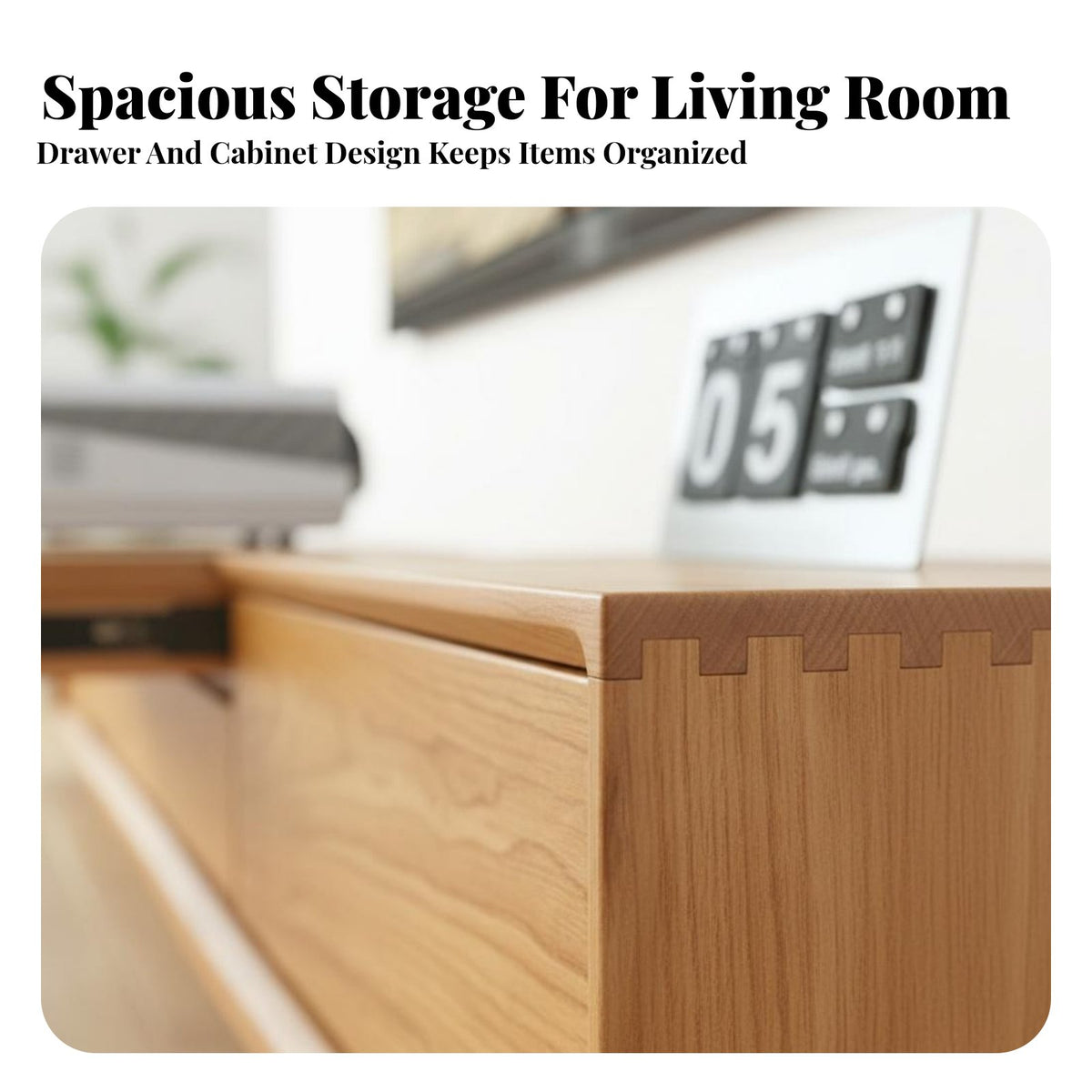 TV Cabinet Minimalist Design TV Cabinet with Display Screen Shelf Solid Wood Construction Entertainment Center for Home Theater Enthusiasts