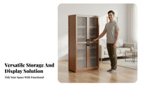 Large Capacity Bookshelf with Doors Easy Assembly Multi-Layer Storage Shelf Sturdy Construction Multi-Tier Display Cabinet Dust-Proof for Home Organizers, Homeowners, Collectors, Study Room, Bedroom, Kitchen