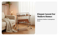 Vintage Design 2-Tier Rolling End Table Multi-Functional Mobile Storage Space-Saving Design Serving Cart Sturdy Construction for Apartment Dwellers, Homeowners, Office Workers, Living Room, Kitchen, Small Spaces, Bedroom