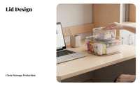 Multipurpose Clear Stackable Box with Lid Space Saving Stackable Lidded Container Large Capacity Desktop Organizer Long-Lasting for Home Organizers, Office Workers, Dorm Room, Bedroom, Bathroom, Kitchen