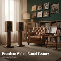 2 Pieces Wooden Speaker Stand Shock Absorption Floor Speaker Stand Vibration Reducing Studio Speaker Stands for Audiophiles, Home Theater Enthusiasts