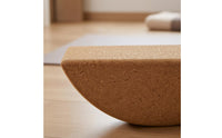 Flat Top Half-Moon Mind-Body Practice Incline Rounded Underside Curved Cork Block Natural Wood Color Crescent Mind-Body Practice Block Ergonomic Shape for Stretching