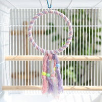 Parrot Swing Rope Perch, Multicolor Small Parrot Gnaw Toy and Bird Swing with Hanging Bell, Bird Cage Toy for Training Prop