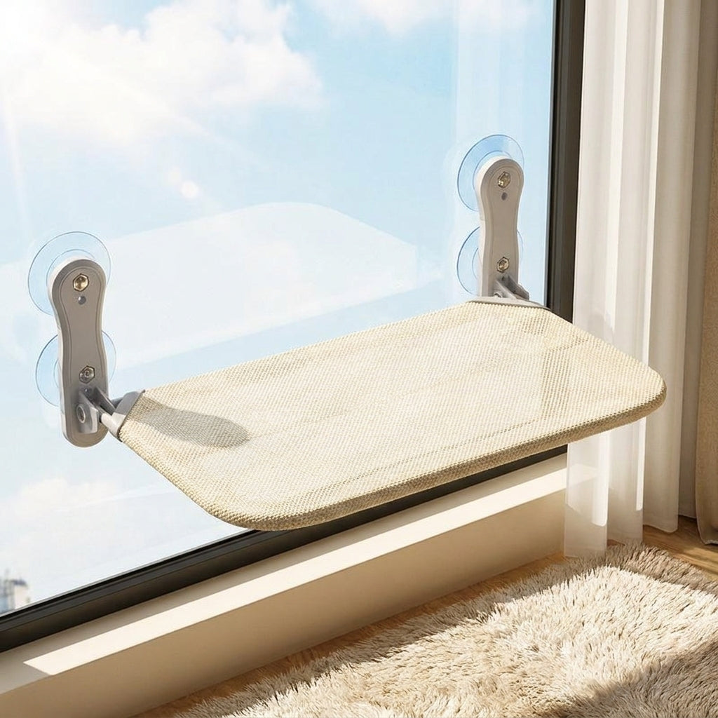 Cat Window Perch with Metal Frame, Breathable Mesh Hammock for Indoor Cats, Strong Suction Cup Cat Bed, Foldable Window Cat Seat, Cordless Design