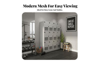 Mesh Door Locker Numbered Compartments Gym Changing Room Cabinet Modern Design Ventilated Locker Cabinet for Fitness Club Managers, Mindfulness Studio