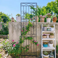 Square Iron Cucumber Trellis, 50cm Dark Metal Vine Trellis for Climbing Flowers Support with Stakes