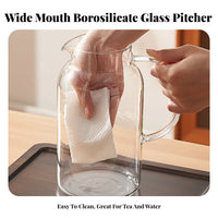 Heat Resistant Glass Pitcher with Lid Fridge Safe Glass Water Pitcher Easy to Clean for Hosts, Homeowners, Refrigerator, Dining Room, Office