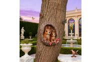 Squirrels in Tree Hollow Statue Weather-Resistant Squirrel Tree Peeker Hand-Painted Garden Sculpture for Yard, Patio, Balcony