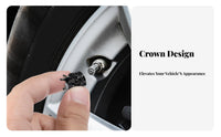 4 Pieces Crown Valve Cap Universal Fit Crown Tire Valve Lids Protect Ed for Vehicle Enthusiasts, Truck Drivers, Auto Detailing, Cycle Wheels