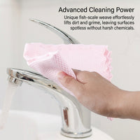 Fish Scale Microfiber Cloth and Microfibre Cloth, High Absorption Cleaning Cloths for Glass and Dishes, Reusable Screen and Kitchen Towel