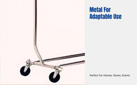 Garment Rack with Wheels, Foldable Metal Display Stand, Adjustable Bar, Display