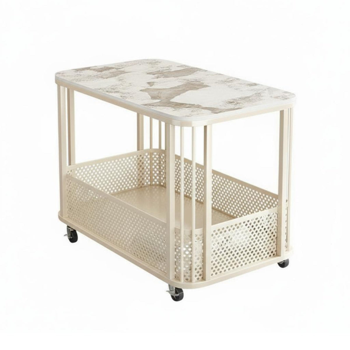 Light Luxury design C-Shaped Rolling End Table Movable with casters C-Shaped Rolling Table Space-Saving Household Furniture Multi-Functional for Apartment Dwellers, Homeowners, Students, Living Room, Small Spaces, Bedroom, Home Office