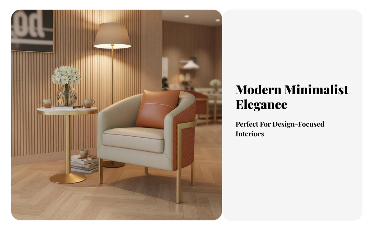 Nordic Design Upholstered Armchair with Metal Legs Light Luxury design Upholstered study Chair Commercial Grade Lounge Seating Modern Aesthetic for Business Owners, Interior Designers, Hotel Lobby, Reception Area, Living Room, Bedroom