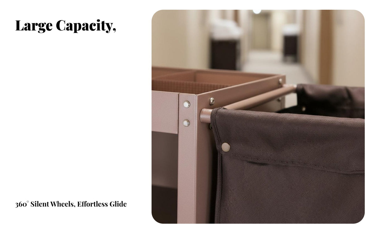 Hotel Cleaning Cart Multi-Versatile Hotel Cleaning Trolley Multifunctional Linen Collection Trolley for Housekeepers, Janitors, Hotels, Resorts