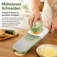 Mandoline Vegetable Slicer, 5-in-1 Vegetable Cutter with Stainless Steel Blades, Precision Grater for Salads & Raw Food Platters, White/Silver
