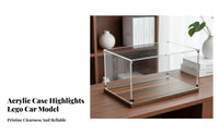 Acrylic Display Case High Clearness Clear Display Box with Wooden Base Stable and Modular Brick Model Case for Hobbyists, Home Decor, Office