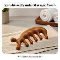 Branch-Like Shaped Acupressure Comb Unpainted & Unwaxed Wooden Massage Comb 5 Prong Head Massager Ergonomic Design for Travel