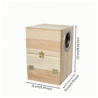 Parrot Nesting Shelter Unfinished Bird Nesting Shelter with Perch Vertical Bird House with Perch for Cage