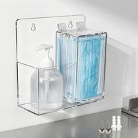Transparent Two-Compartment Storage Dispenser Clear Face Mask Dispenser Mounting Hardware Bottle Holder Box Multi Purpose