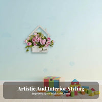 Wall Mounted Flower Pot Stylish Design Hanging Artificial Flower Basket Low Maintenance House Shaped Wall Planter for Living Room, Restaurant, Bedroom