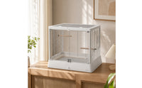 Glass Bird Cage Modern Bird Cage with Pull-out Tray Rectangular for Home Display, Indoor