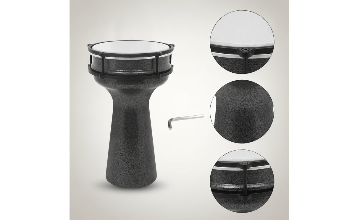 Turkish Aluminum Goblet Drum 8-Inch Goblet Drum with Tuning Key Textured Hand Drum with Wrench for Instrumentalists, Beginners