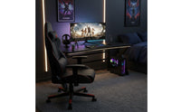 Gaming Desk Built-in Cable Management Carbon Fiber Desk Surface Headphone Hook K-Leg Computer Table for Esports Athletes, Students, Bedroom