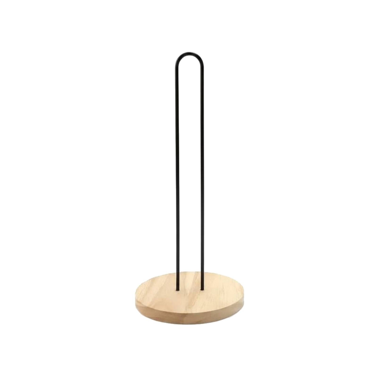 Wooden Base Paper Towel Rack Freestanding Countertop Paper Towel Stand Minimalist Design Kitchen Roll Holder for Washroom, Desktop