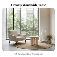 Minimalist Aesthetic Round Wooden Table Rounded Design Round Table with Thick Legs Spacious Tabletop Living Room Furniture Sturdy and Stable for Apartment Dwellers, Guesthouse Owners, Interior Designers, Lounge Area, Fromice, Entryway, Bedroom