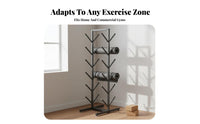 Mobile with Wheels Exercise Mat Storage Rack Space-Saving Exercise Mat Holder Large Capacity Foam Roller Storage Rack Double-Sided Entry for Home Gym