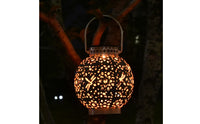 Solar Handheld Lantern Decorative Hanging Lantern Metal Lighting Cordless for Garden