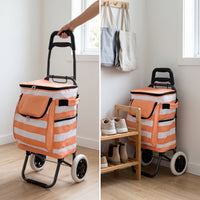 Foldable Portable Shopping Cart with Wheels, Lightweight Utility Hand Truck for Groceries, Luggage, and Hauling