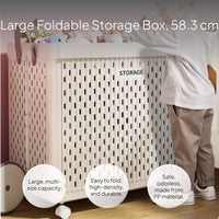 Foldable Storage Box with Casters, PP Toy Organizer