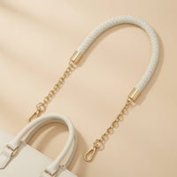 Gold-Tone Braided Bag Strap with Hooks Short Replacement Bag Handle with Clips Sturdy Leather Purse Strap with Chain Classic for Shoulder Bags