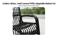 3 Pieces sun-resistant 3-Piece Woven Chat Set Rainproof outdoordoor Furniture Weather-Resistant space-saving Design for Hotel Managers, Guesthouse Owners, Balcony, Courtyard, Garden, rearyard