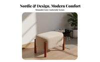 Nordic Aesthetic Upholstered Ottoman Solid Wood Legs Padded Vanity Pouffe High-Rebound Sponge Small Bench Non-Slip Design for Makeup Users, Homeowners, Interior Decorators, Entryway, Living Room, Home Deactivatedice, Reading Nook